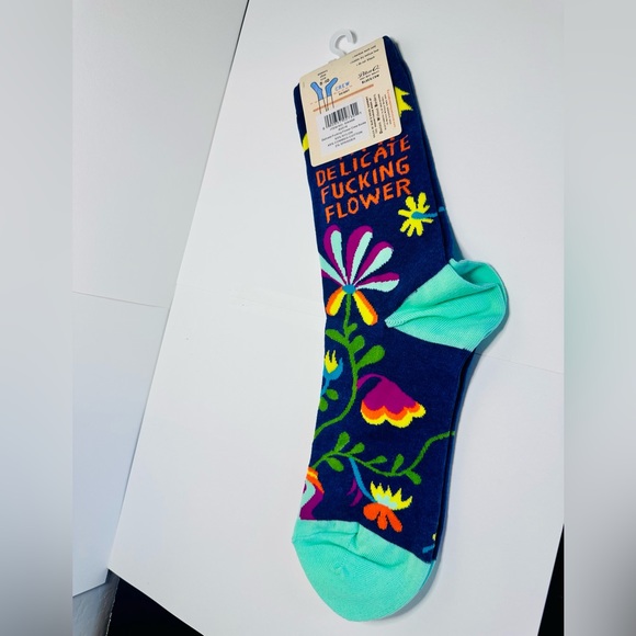 NEW I’m A Delicate F*cking Flower Crew Socks BLUE Q ONE SIZE - Picture 14 of 16